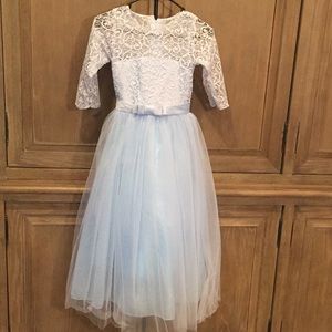 Baby blue formal dress.
